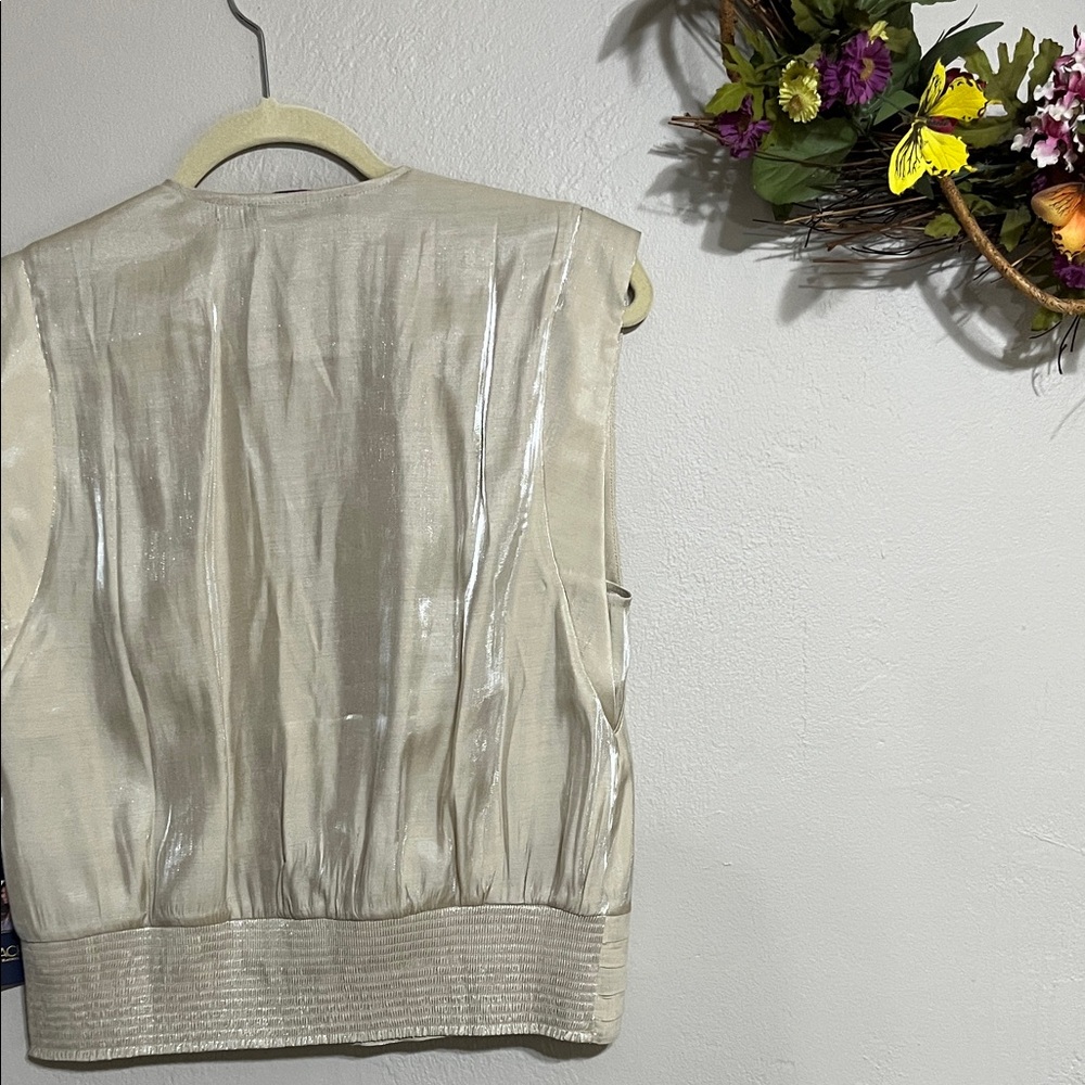 RACHEL Rachel Roy Metallic Cream Sleeveless Blouse - Picture 4 of 9